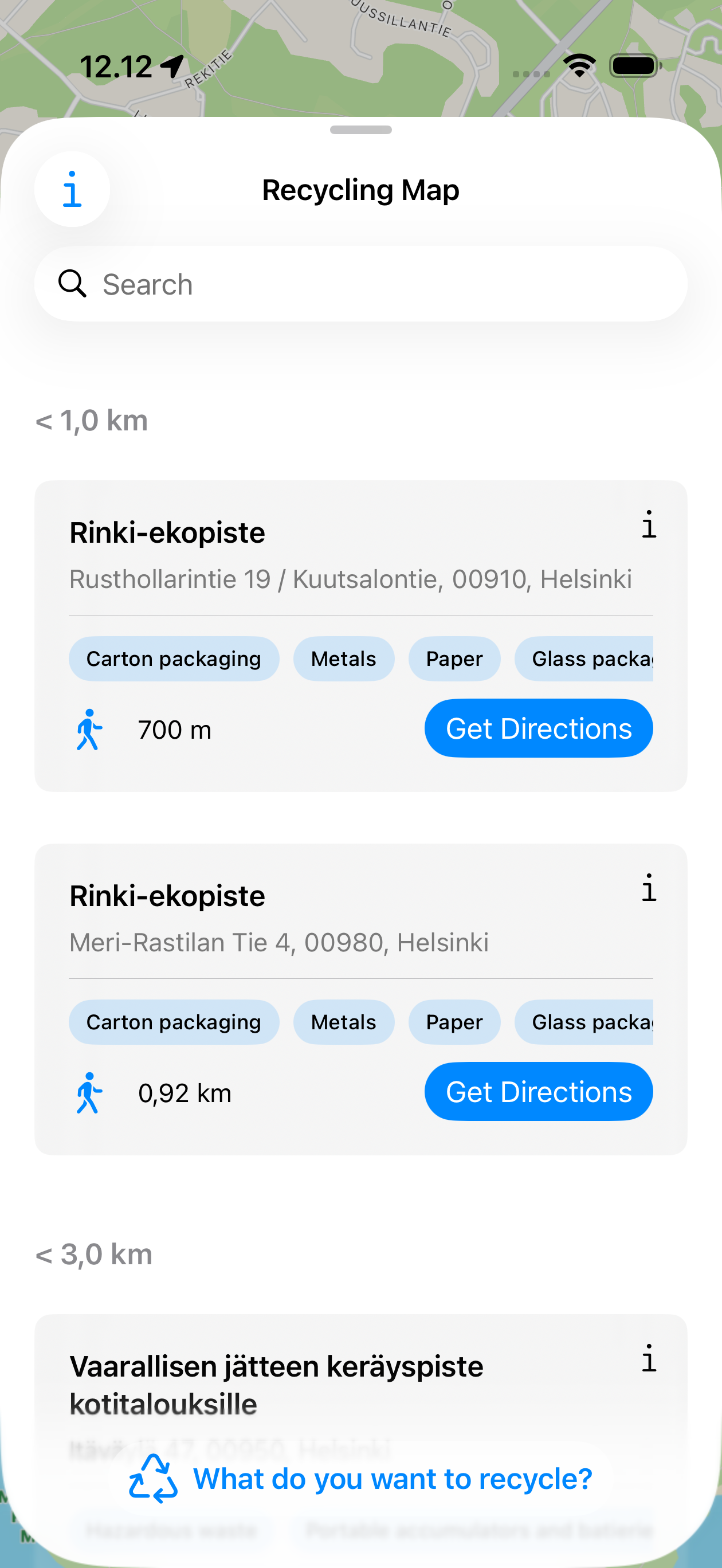Kierrätyskartta screenshot 3