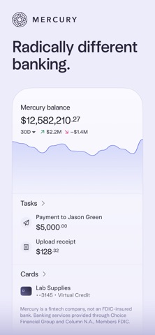 Mercury | Bank Differently iPhone screenshot