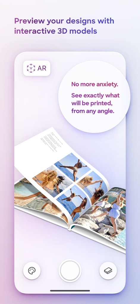 Popsa | Print Your Photos - The app provides an innovative interactive 3D model, allowing users to thoroughly preview their photobooks and even use an "AR" (Augmented Reality) feature to visualize the final product from any angle.