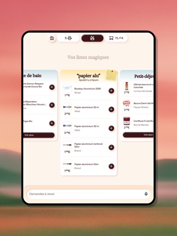 Jowzi - l'IA pour vos courses iPad screenshot 2