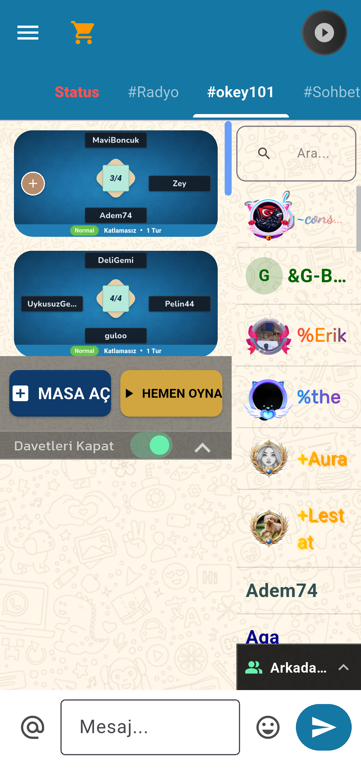 Fısıltı Club: Okey101 & Sohbet screenshot 3