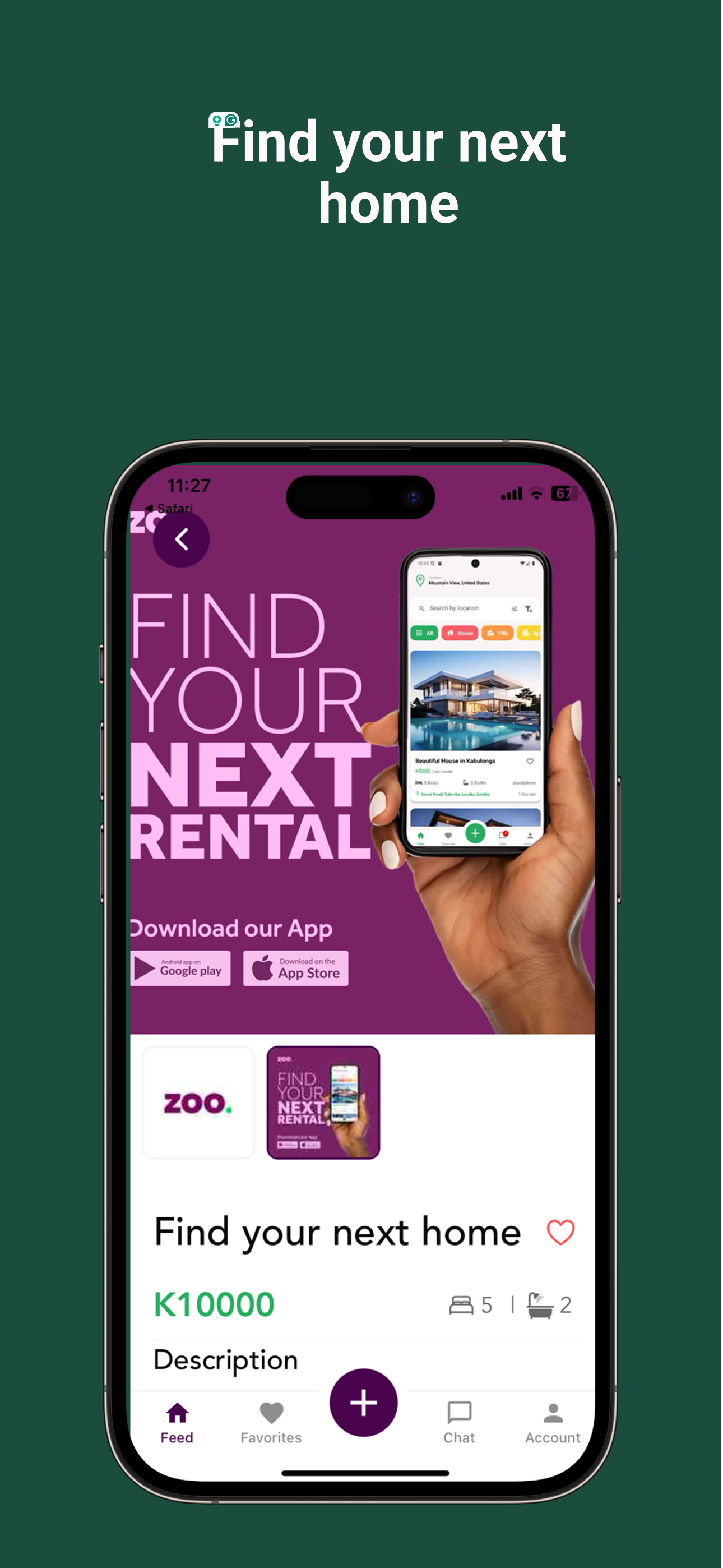 ZOO RENTAL LISTING APP