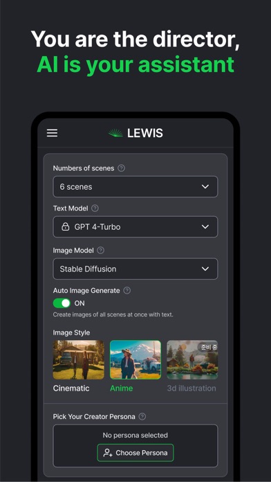 Lewis AI – Create stories fast Screenshot