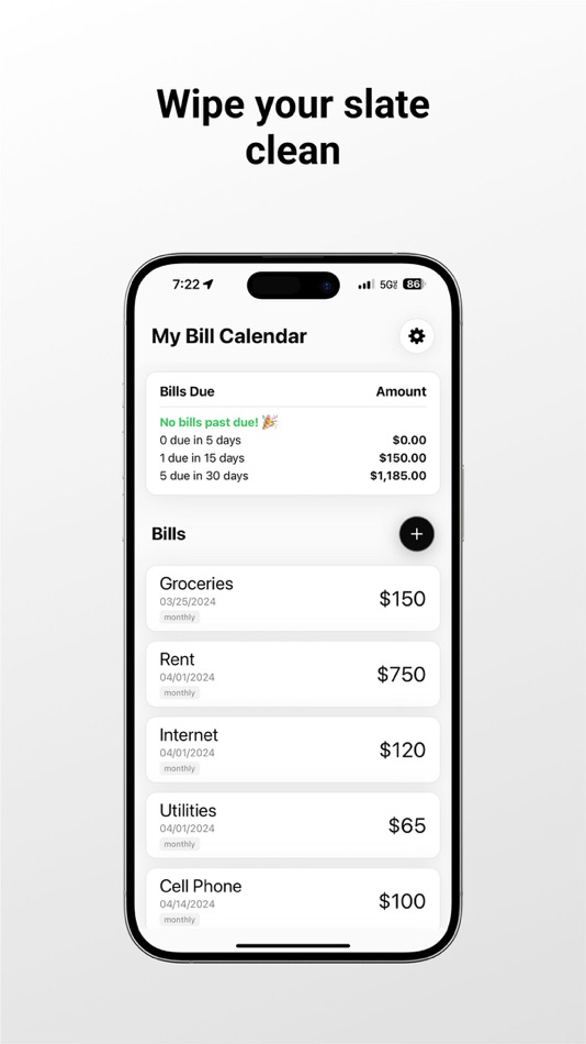 #1. My Bill Calendar (iOS) 来自: Synalgic Studios