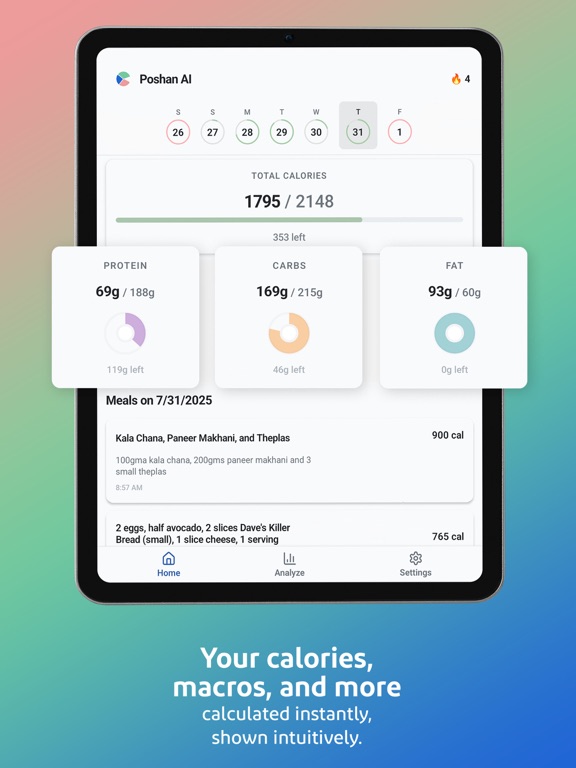 Poshan AI: Calorie Counter iPad screenshot 2 - Health & Fitness app