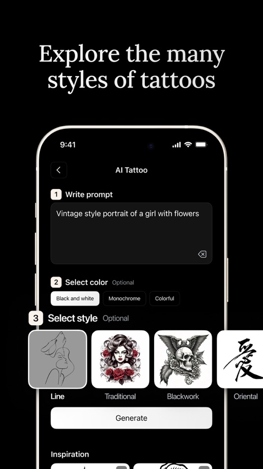 #5. AI Tattoo Generator - Inkwell (iOS) Podle: Maftun Sadullaeva