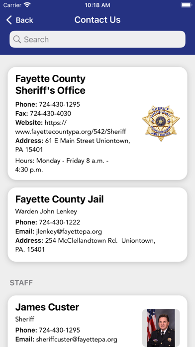 Fayette County PA Sheriff Screenshot