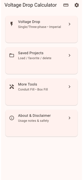 FieldCalc - Voltage Drop Lite Screenshot 1 of 10