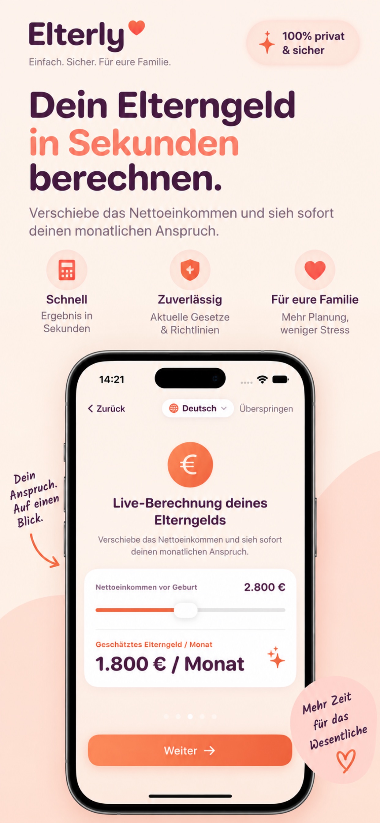 Screenshot 1 of Elterly: Elterngeld Rechner