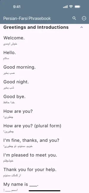Persian-Farsi Phrasebook screenshot 2