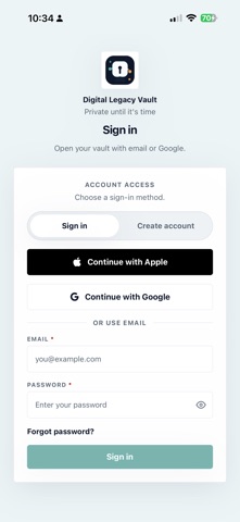 Digital Legacy Vault: Secure Screenshot 1 of 8
