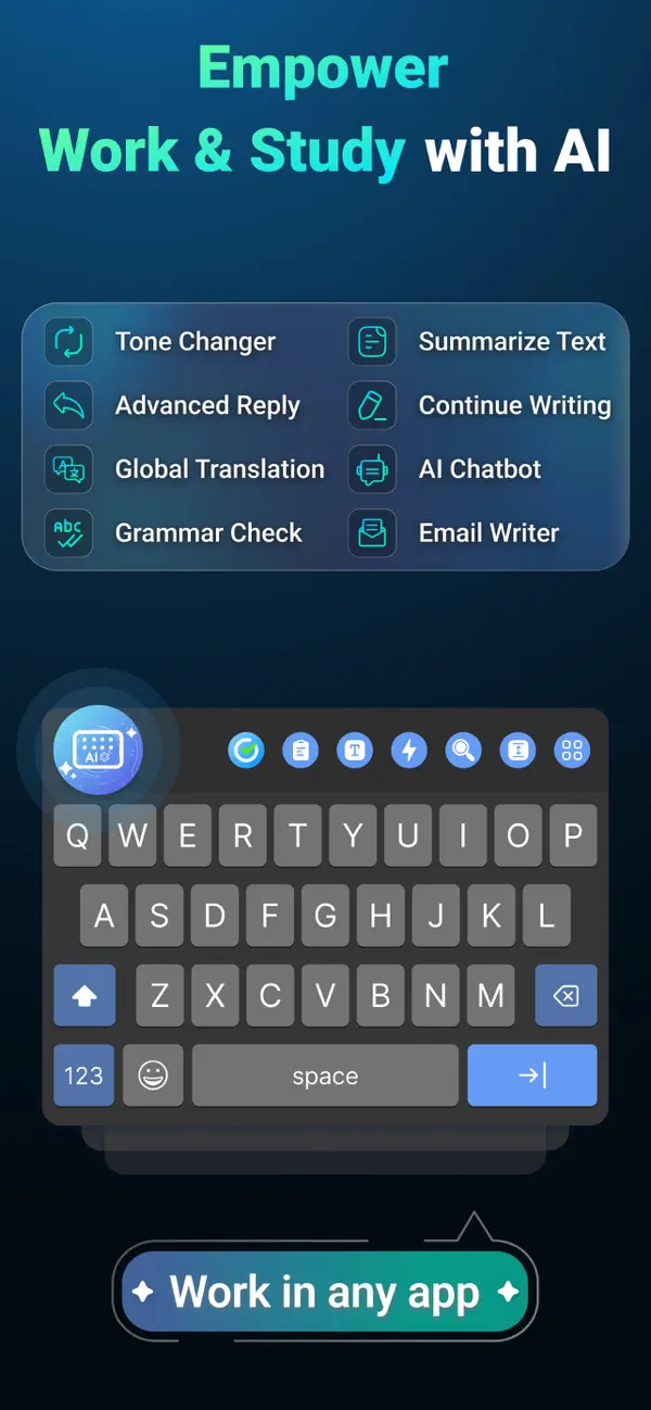 #1. AI Keyboard: AI Writer by AiKy (iOS) 由: Global Mobile App Limited