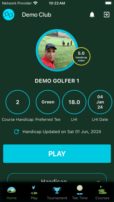 Online Golf App Screenshot