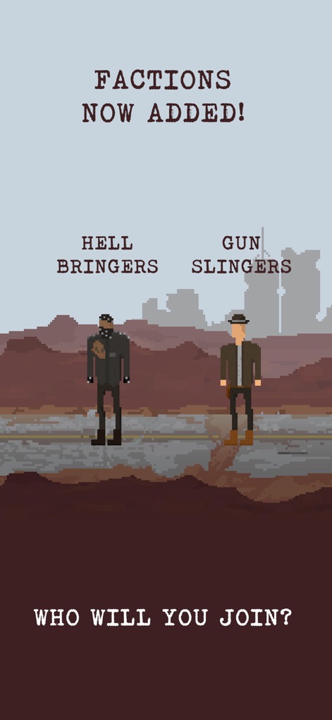 The Wanderer: Post-Nuclear RPG - Choisissez votre allégeance parmi des factions distinctes comme les "Hell Bringers" ou les "Gun Slingers", impactant ainsi les dynamiques de jeu et les interactions.