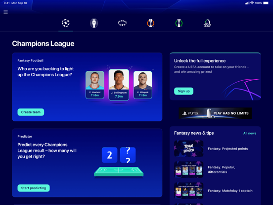 UEFA Gaming: Fantasy Football iPad app afbeelding 1