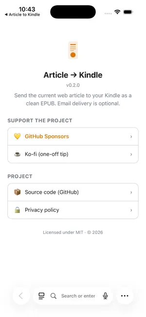 Article to Kindle screenshot 3
