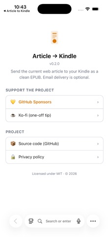Article to Kindle Screenshot 3 of 3
