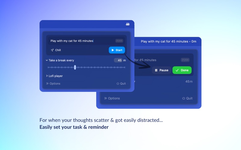 Satu - One Task at Menubar app screenshot