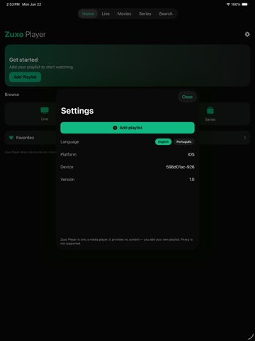 Zuxo Player iPad screenshot 5