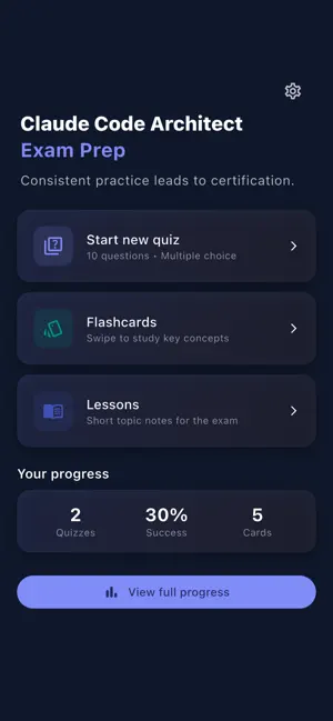 Claude Code Architect Exam screenshot 1