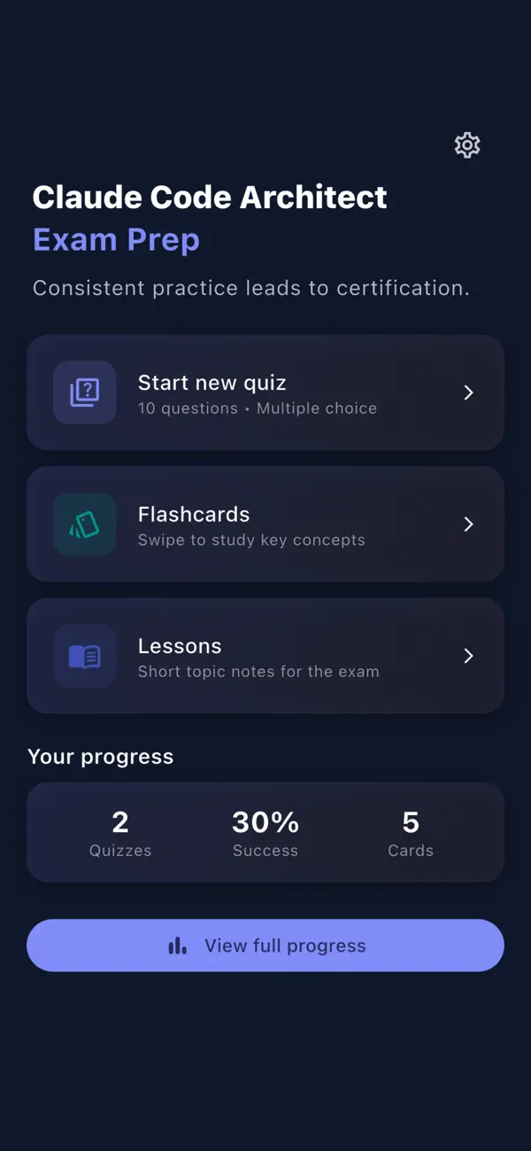 Screenshot #1 pour Claude Code Architect Exam
