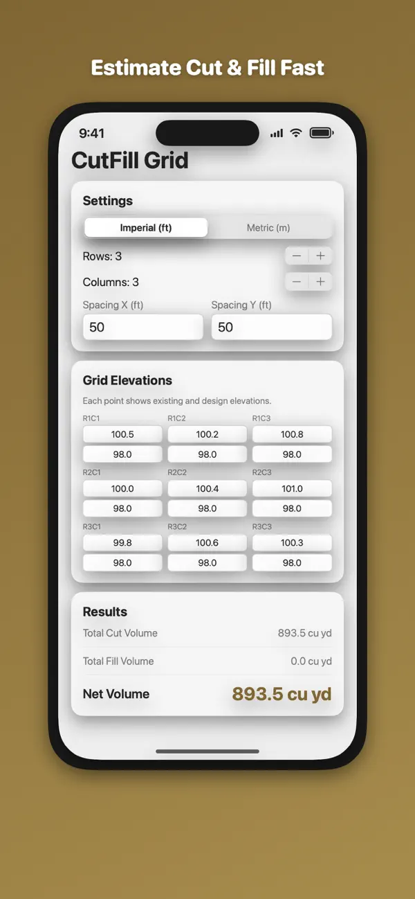 Screenshot #2 pour Cut & Fill Volume Calc