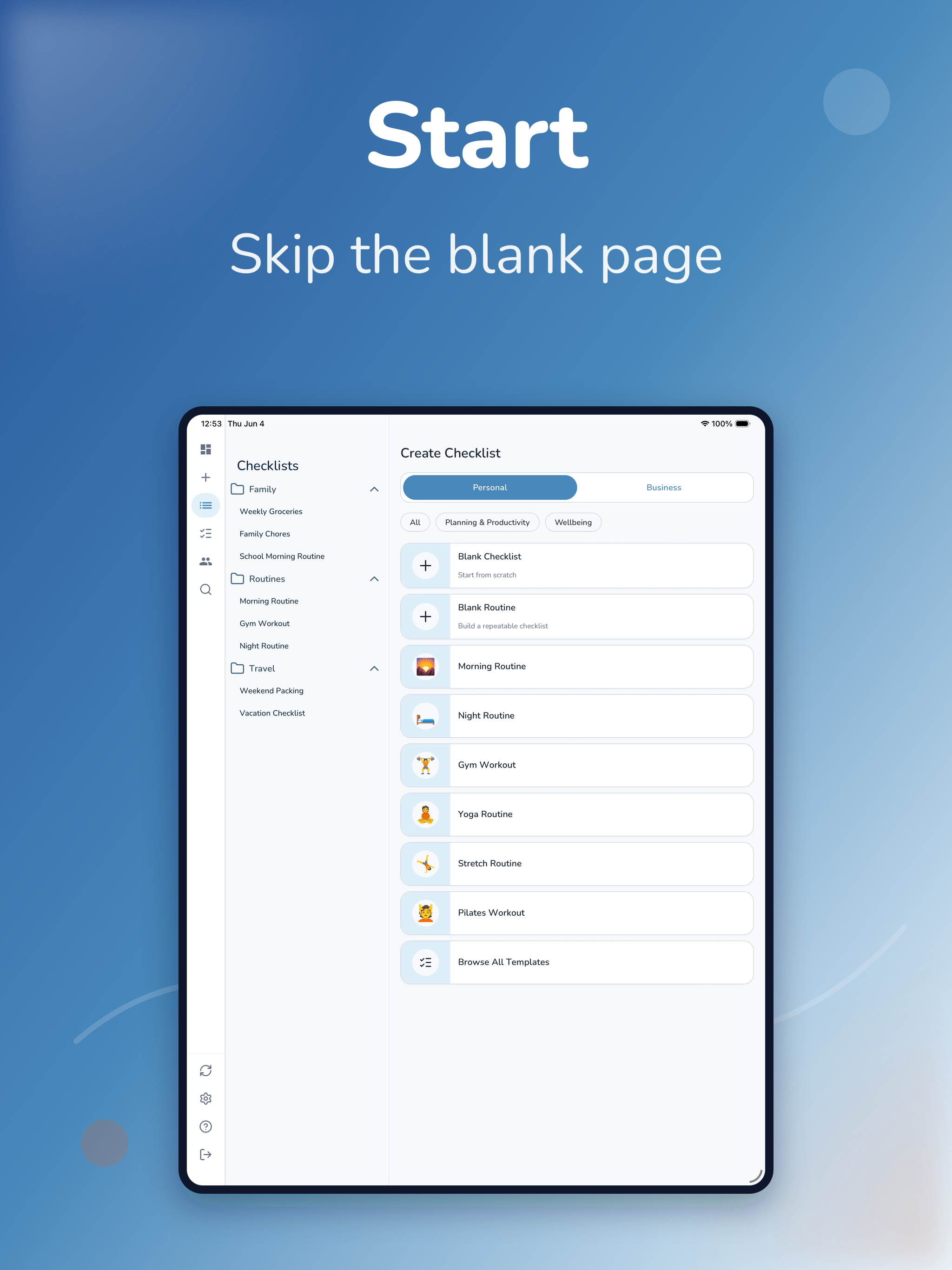 Checklist: Tasks & Routines