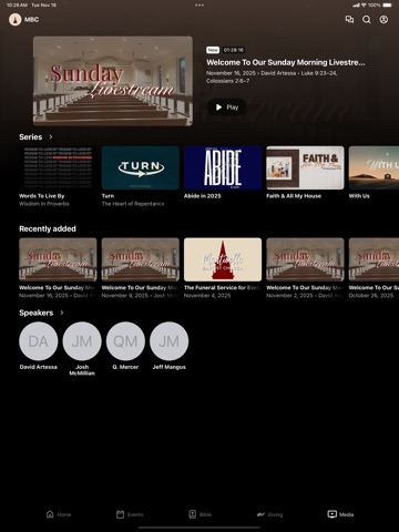 Monticello Baptist Church iPad screenshot