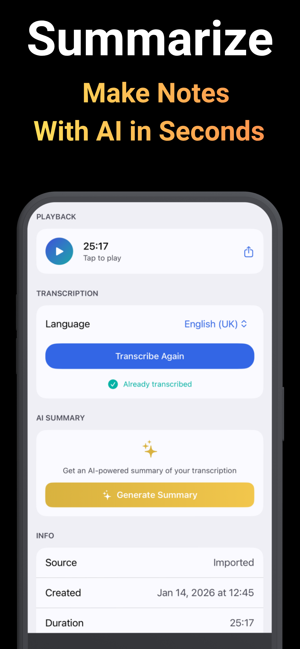 Sound Scribe: Transcribe Now