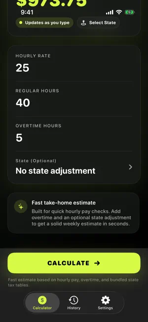 Hourly Paycheck Calculator screenshot 2
