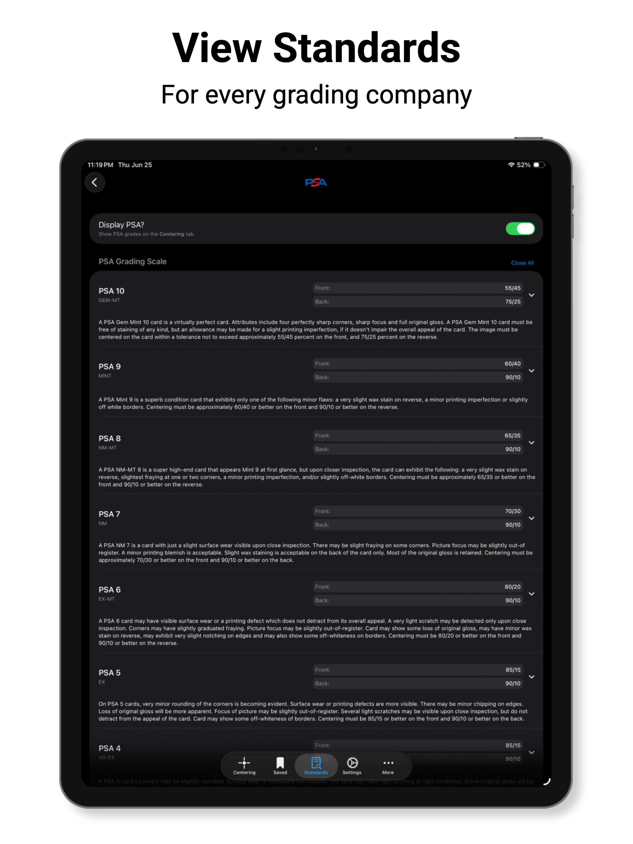 Card Centering Calculator