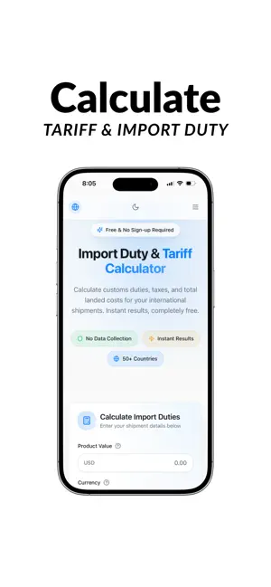 Import and Tariff Calculate screenshot 1