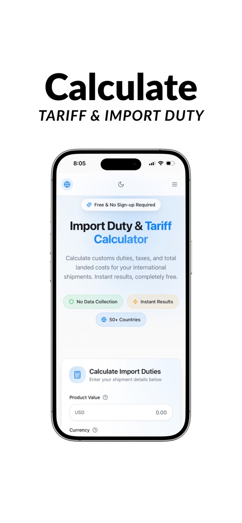 Import and Tariff Calculate - App de Economía y empresa | MWM