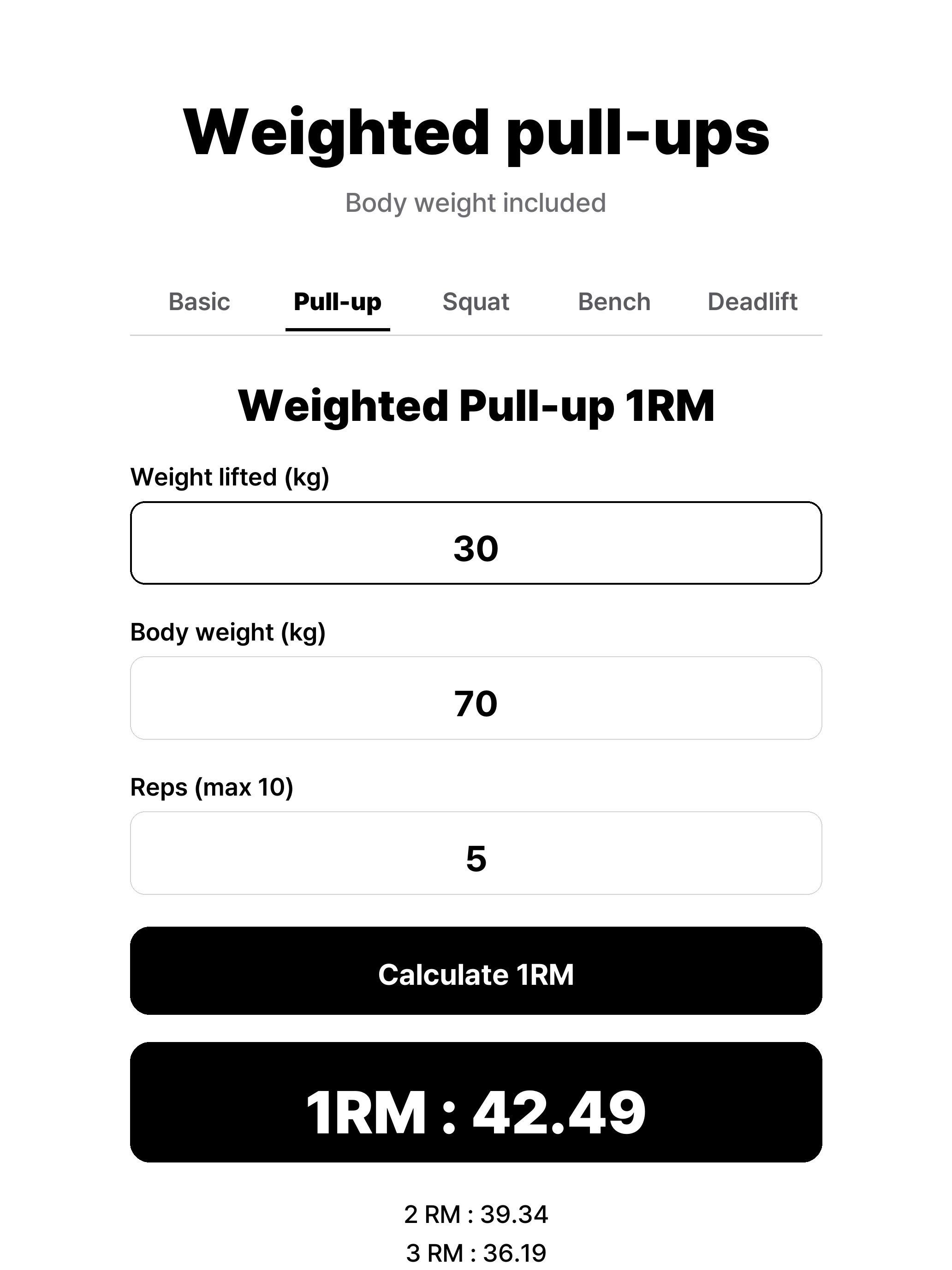 oneRM calculator(1RM)