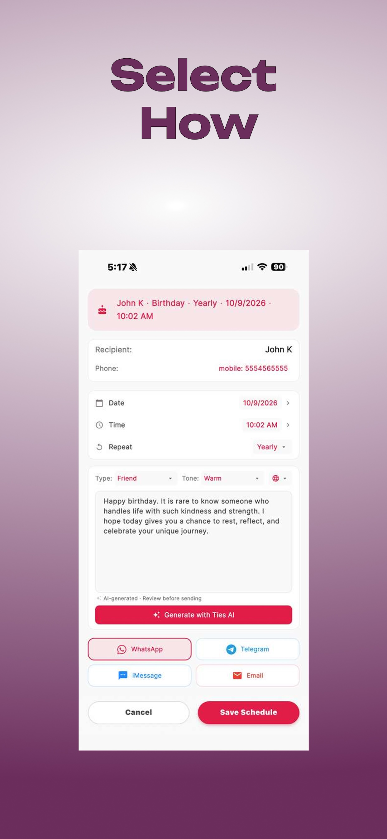 Ties AI · Reminder & Scheduler screenshot 10