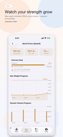 Trero: Workout Log & Goals iPhone screenshot