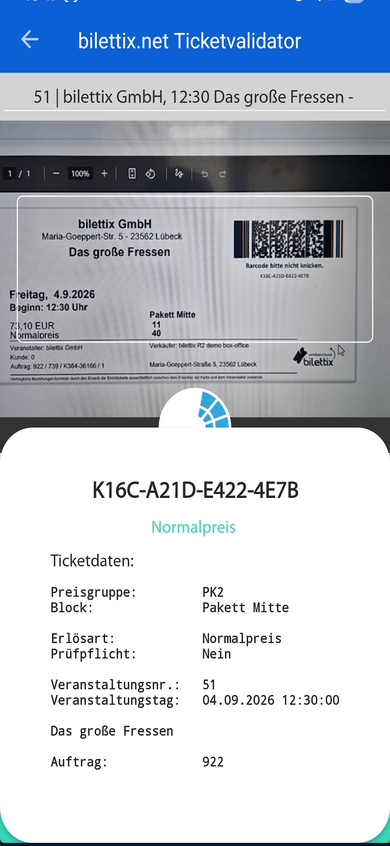 Screenshot 3 of bilettix.net Ticketvalidator 2