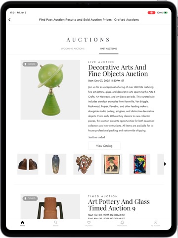 Crafted Auctions App iPad screenshot