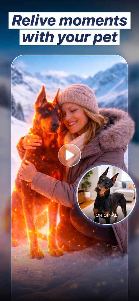Photica・Live Photo AI Animator - Die App ermöglicht es, Erinnerungen mit tierischen Begleitern durch leuchtende Effekte und realistische Animationen auf neue, berührende Weise zu erleben.