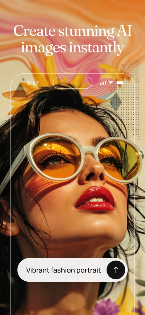 Ideogram AI - Image Generator - Witness the seamless creation process, where a simple text prompt like "Vibrant fashion portrait" instantly yields a high-quality, stylized AI image.