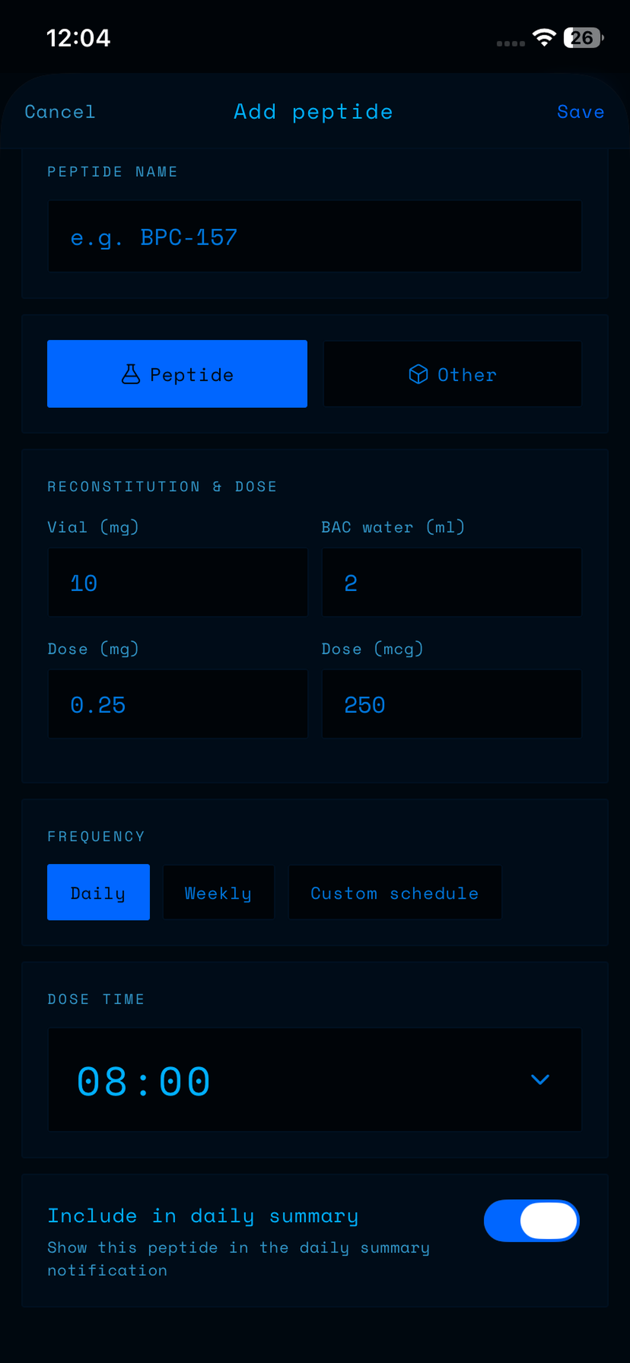 Pep Tracker - Peptide Log screenshot 9
