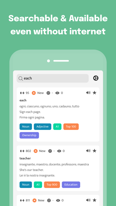 Most Common Italian Words Screenshot