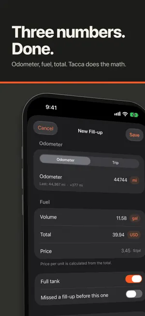 Tacca: Fuel Log & MPG screenshot 2