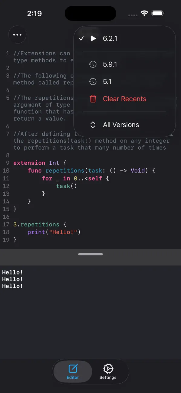 #2. Swifty Compiler: Swift IDE (iOS) Bởi: Hassan Taleb