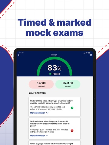 OMVIC Practice Test 2026 iPad screenshot