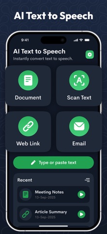 Listen AI - Text to Speech iPhone screenshot