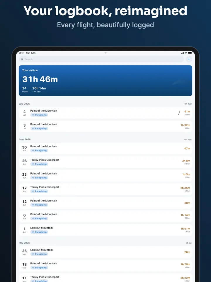 XC Log on iPad: screenshot 2 of 6