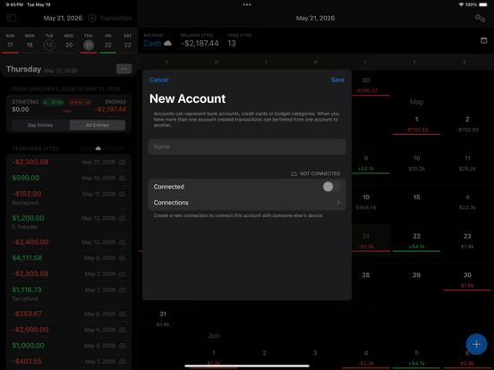 Cashflow Calendar iPad screenshot