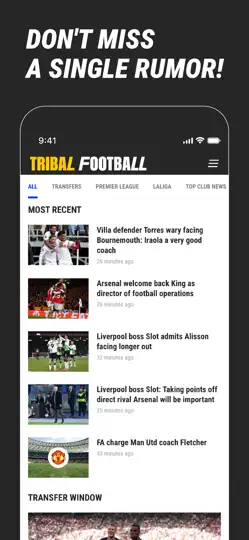 Captura de pantalla de Tribal Football: Football News en iPhone 3