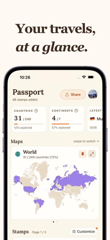 Stampie: Travel Tracker & Map screenshot 2